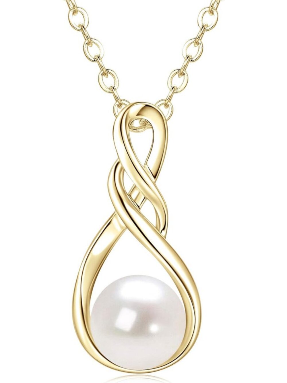 Dainty Freshwater Pearl Necklace | 14K Gold Plated Infinity Pendant | Everyday